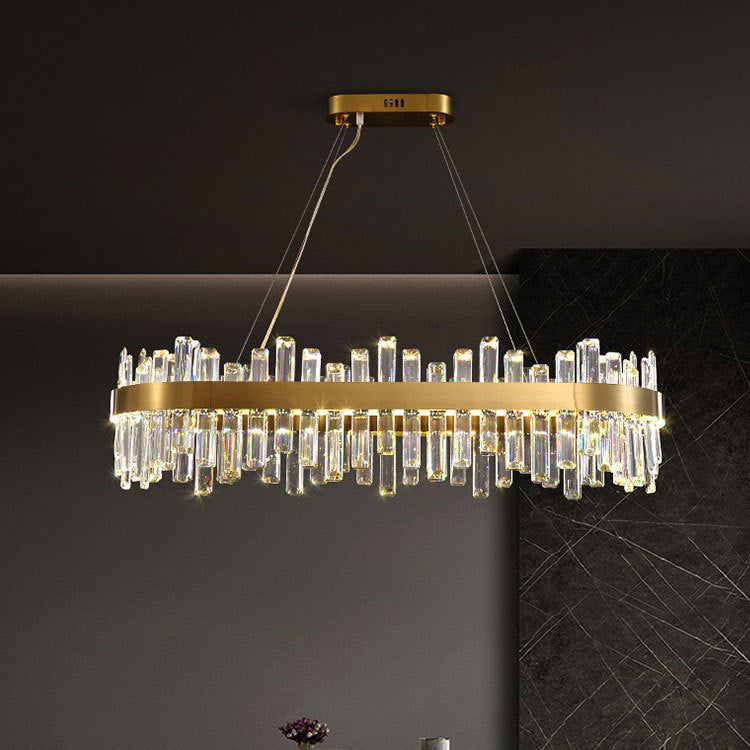 Lustre LED rond en cristal, diamètre 60 cm