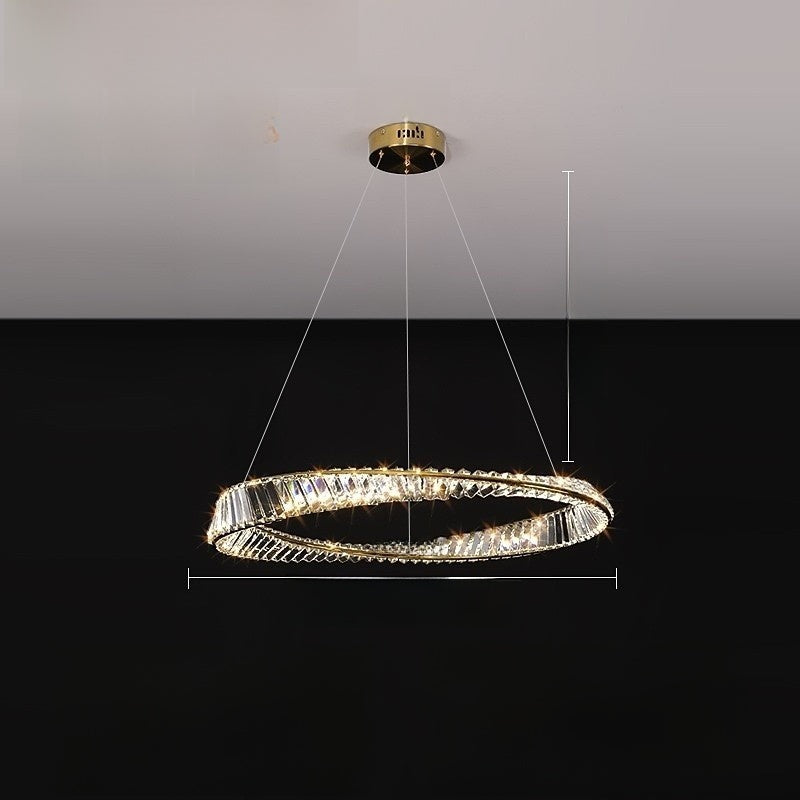 Lustre LED rond en cristal K9, trois teintes