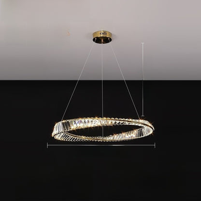 Lustre LED rond en cristal K9, trois teintes