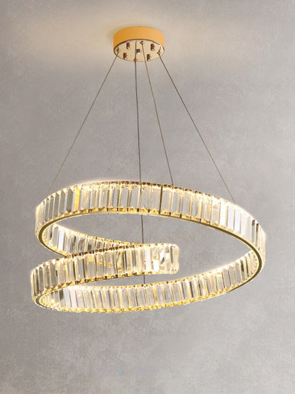 Lustre LED rond en cristal K9, trois teintes