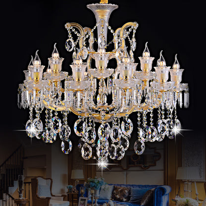Lustre classique à branches et décors en cristal