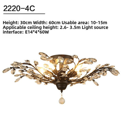 Lustre vintage à branches et cristaux