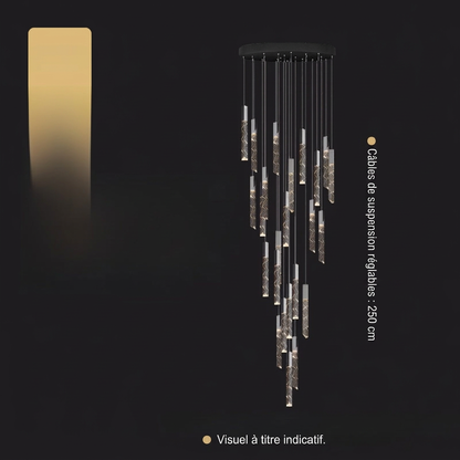 Lustre LED noir en cristal avec télécommande