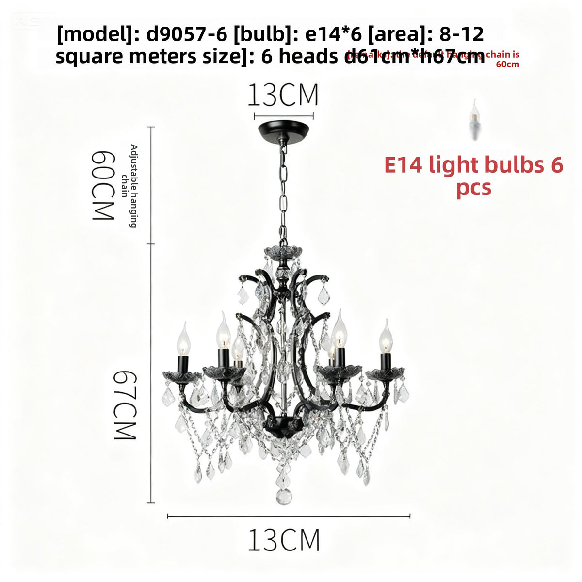 Lustre en cristal à abat-jour en tissu, style rétro