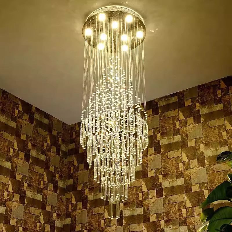 Lustre octogonal en cristal pour grande hauteur