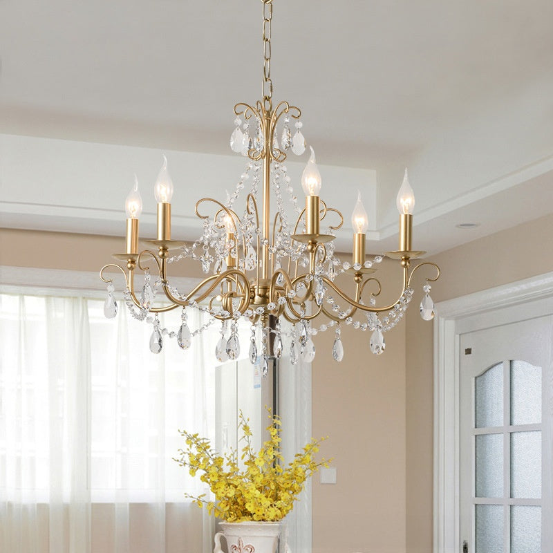 Lustre rétro à cristaux et éclairage LED