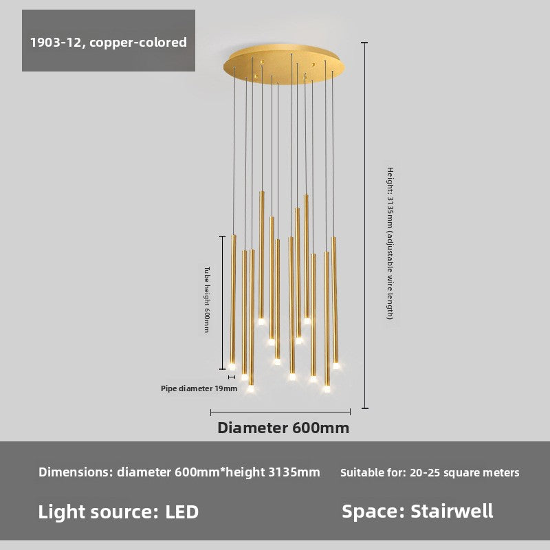 Lustre long LED pour escalier