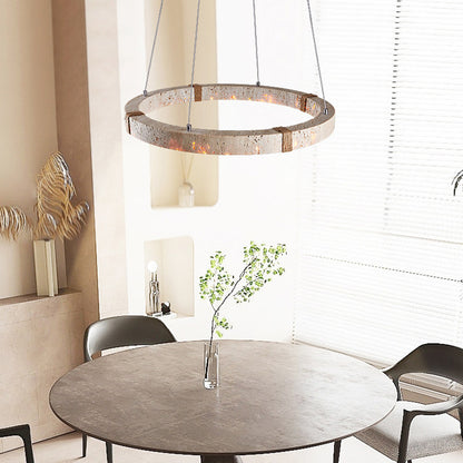 Suspension LED en travertin, inspiration japonaise