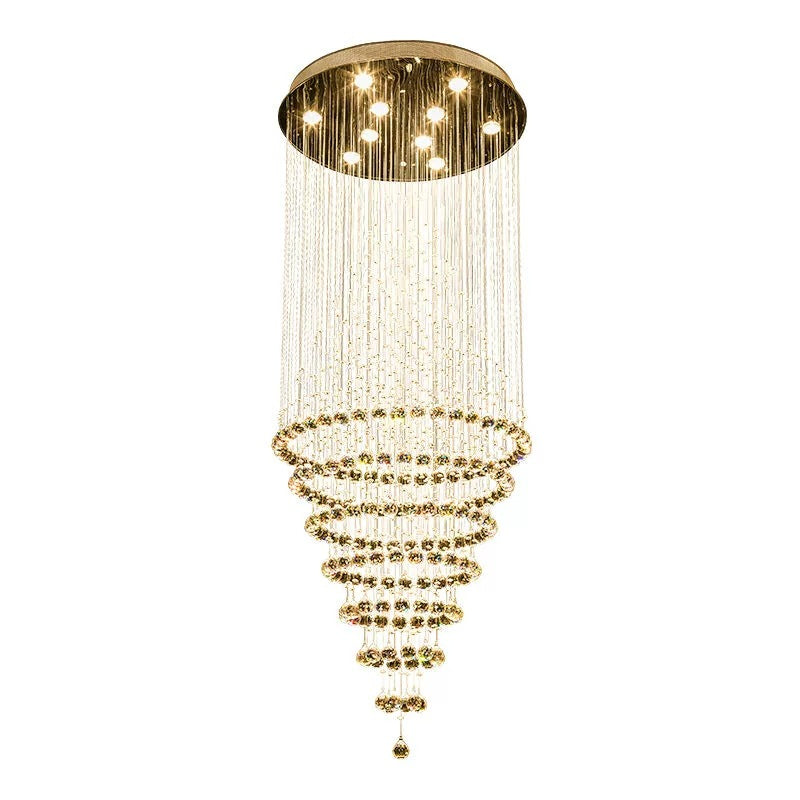 Lustre en cristal grande hauteur, trois teintes