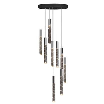 Lustre LED noir en cristal avec télécommande