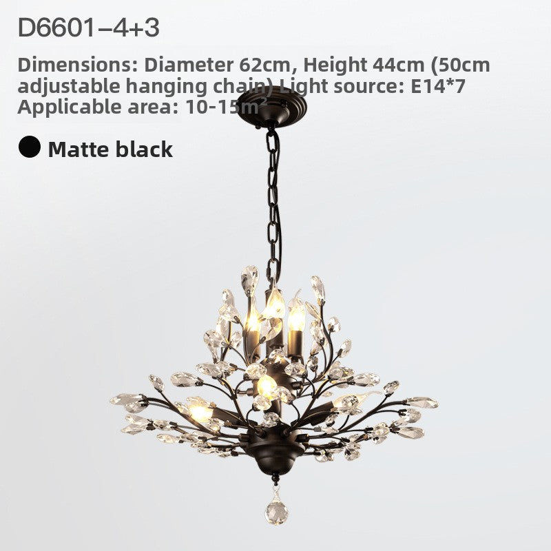Lustre vintage à branches et cristaux