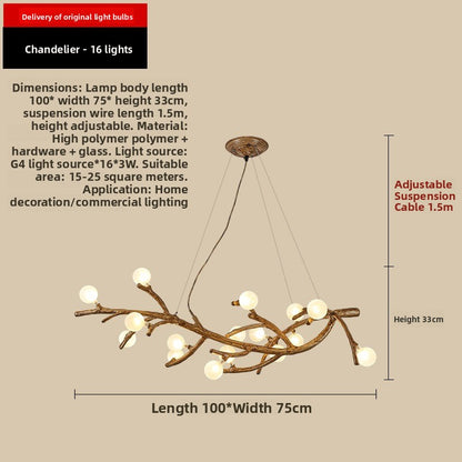 Lustre LED sculptural à branches en résine