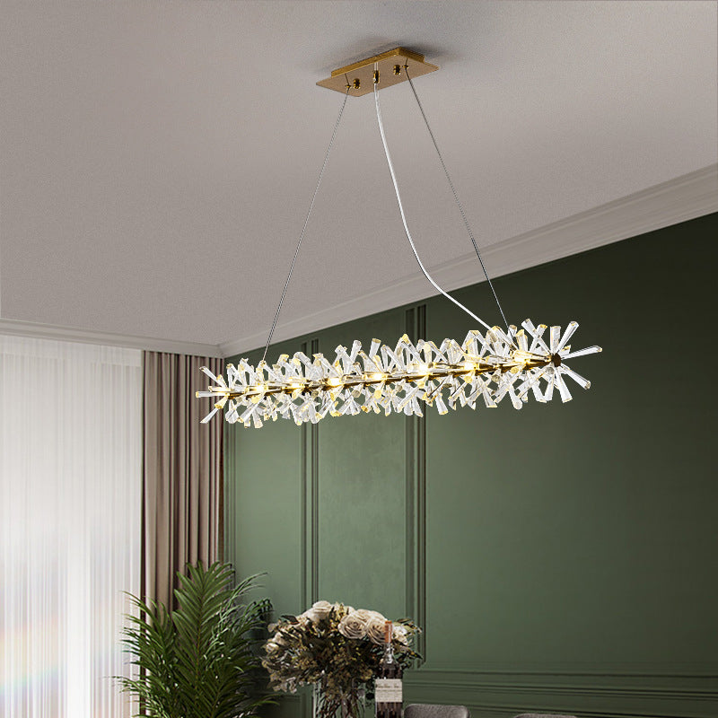 Lustre floral à pétales de cristal et de verre