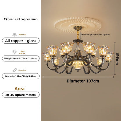 Lustre rétro en cuivre et verre