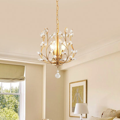 Lustre vintage à branches et cristaux