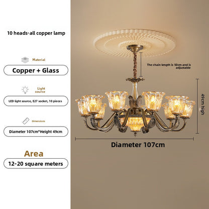 Lustre rétro en cuivre et verre