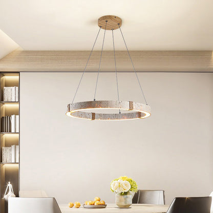 Suspension LED en travertin, inspiration japonaise