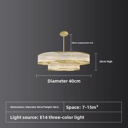 Lustre contemporain à cristaux et tiges de verre