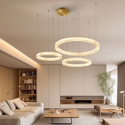 Suspension LED en résine, effet marbre