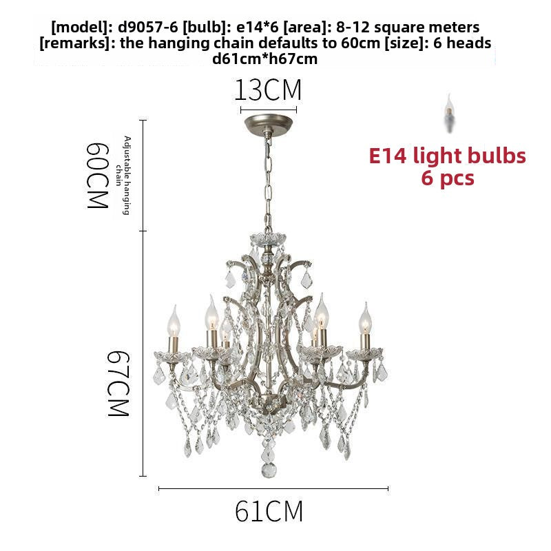 Lustre en cristal à abat-jour en tissu, style rétro