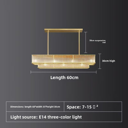 Lustre contemporain à cristaux et tiges de verre