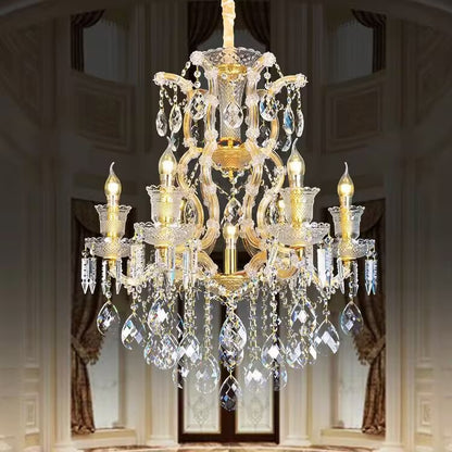 Lustre classique à branches et décors en cristal
