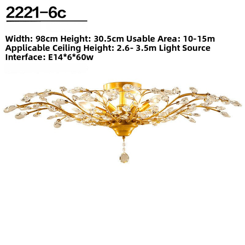 Lustre vintage à branches et cristaux