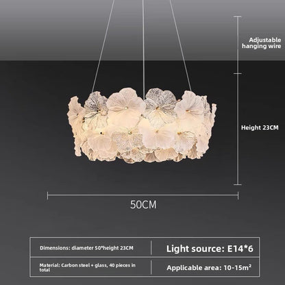 Lustre à pétales de verre, inspiration française