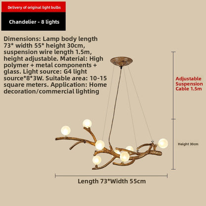 Lustre LED sculptural à branches en résine