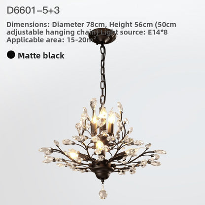 Lustre vintage à branches et cristaux