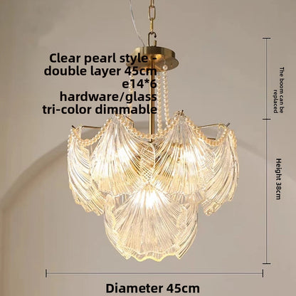 Lustre en verre à étages, motifs coquillages