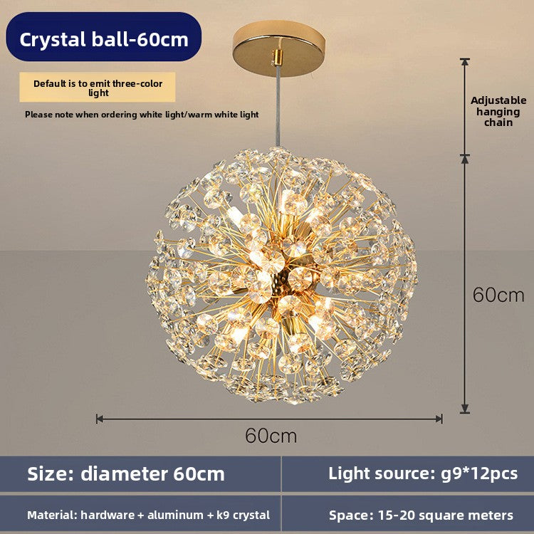 Lustre sphérique en cristal, style contemporain