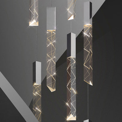 Lustre LED noir en cristal avec télécommande