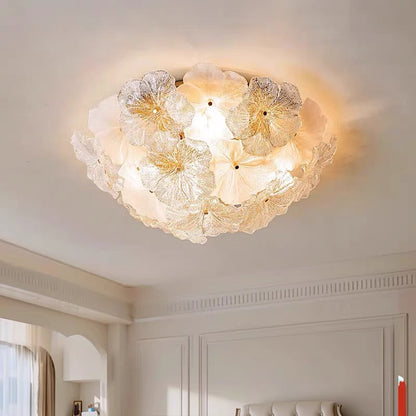 Lustre à pétales de verre, inspiration française