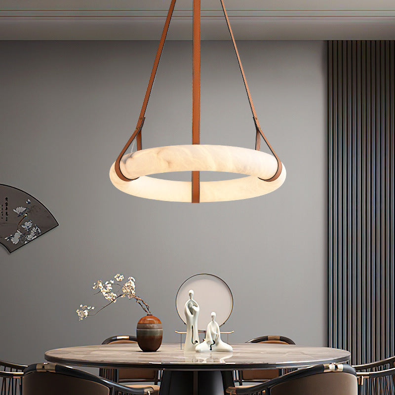 Lustre LED contemporain en composite effet marbre