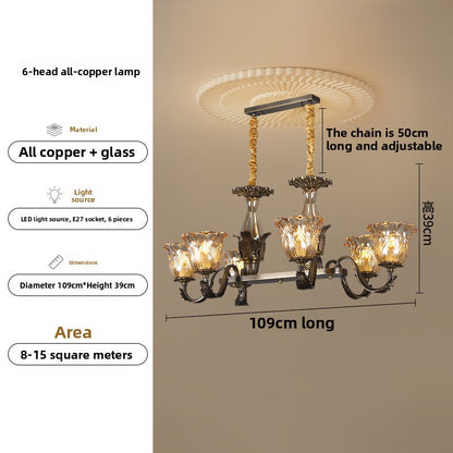 Lustre rétro en cuivre et verre