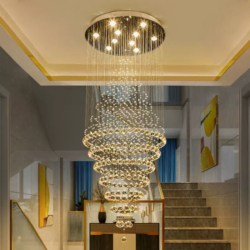 Lustre en cristal grande hauteur, trois teintes
