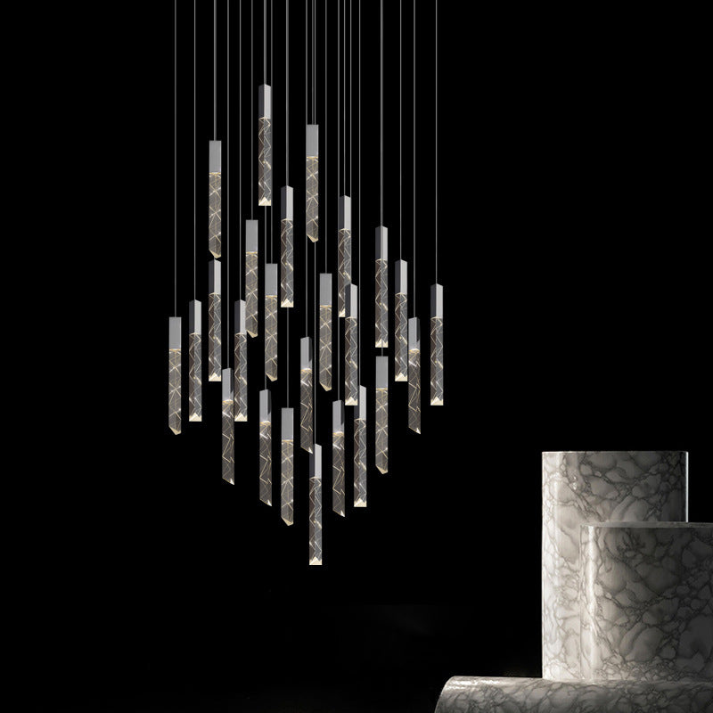 Lustre LED noir en cristal avec télécommande