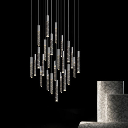 Lustre LED noir en cristal avec télécommande