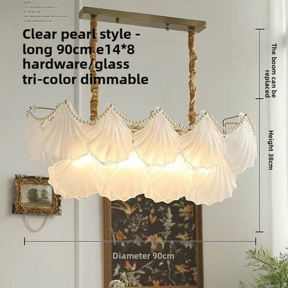 Lustre en verre à étages, motifs coquillages