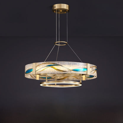 Lustre en cuivre, finitions émail, diamant ou ambre