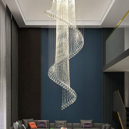 Lustre vertical en cristal et acier inoxydable