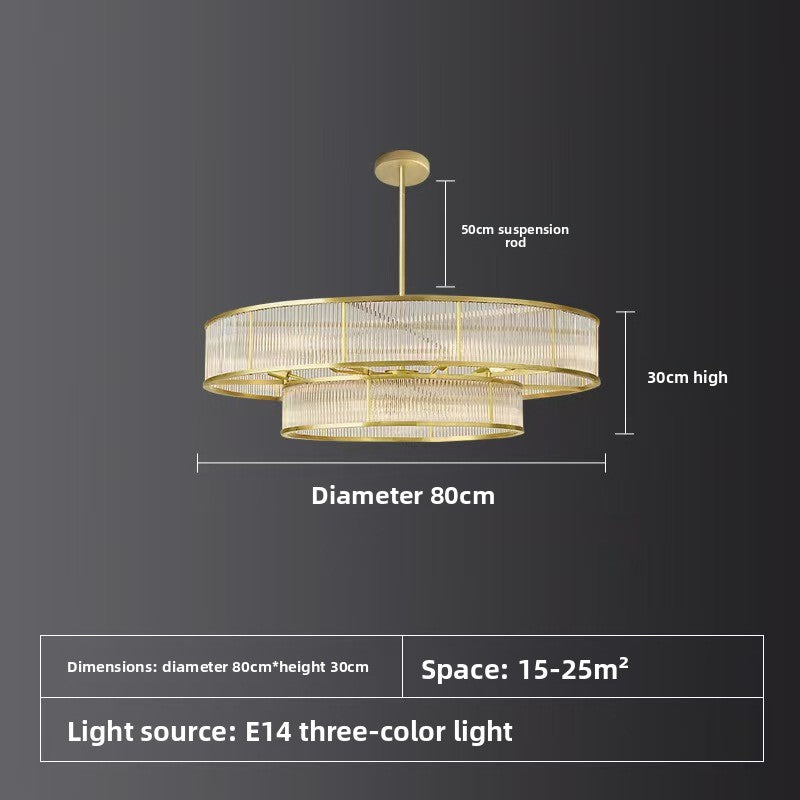 Lustre contemporain à cristaux et tiges de verre