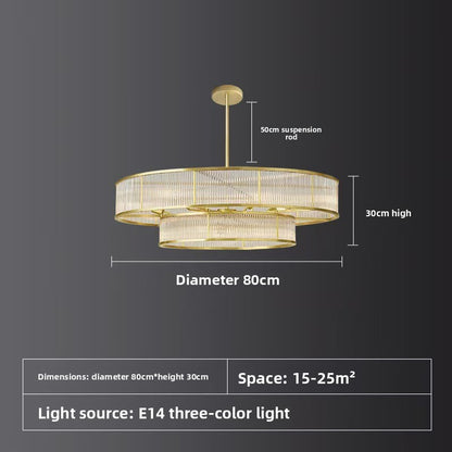 Lustre contemporain à cristaux et tiges de verre