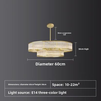 Lustre contemporain à cristaux et tiges de verre