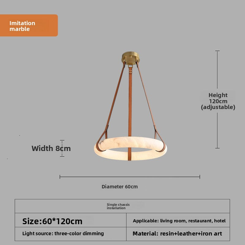 Lustre LED contemporain en composite effet marbre