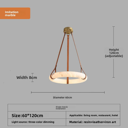 Lustre LED contemporain en composite effet marbre