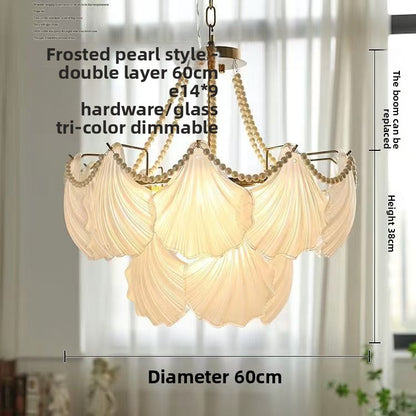 Lustre en verre à étages, motifs coquillages