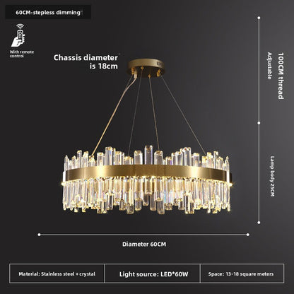 Lustre LED rond en cristal, diamètre 60 cm