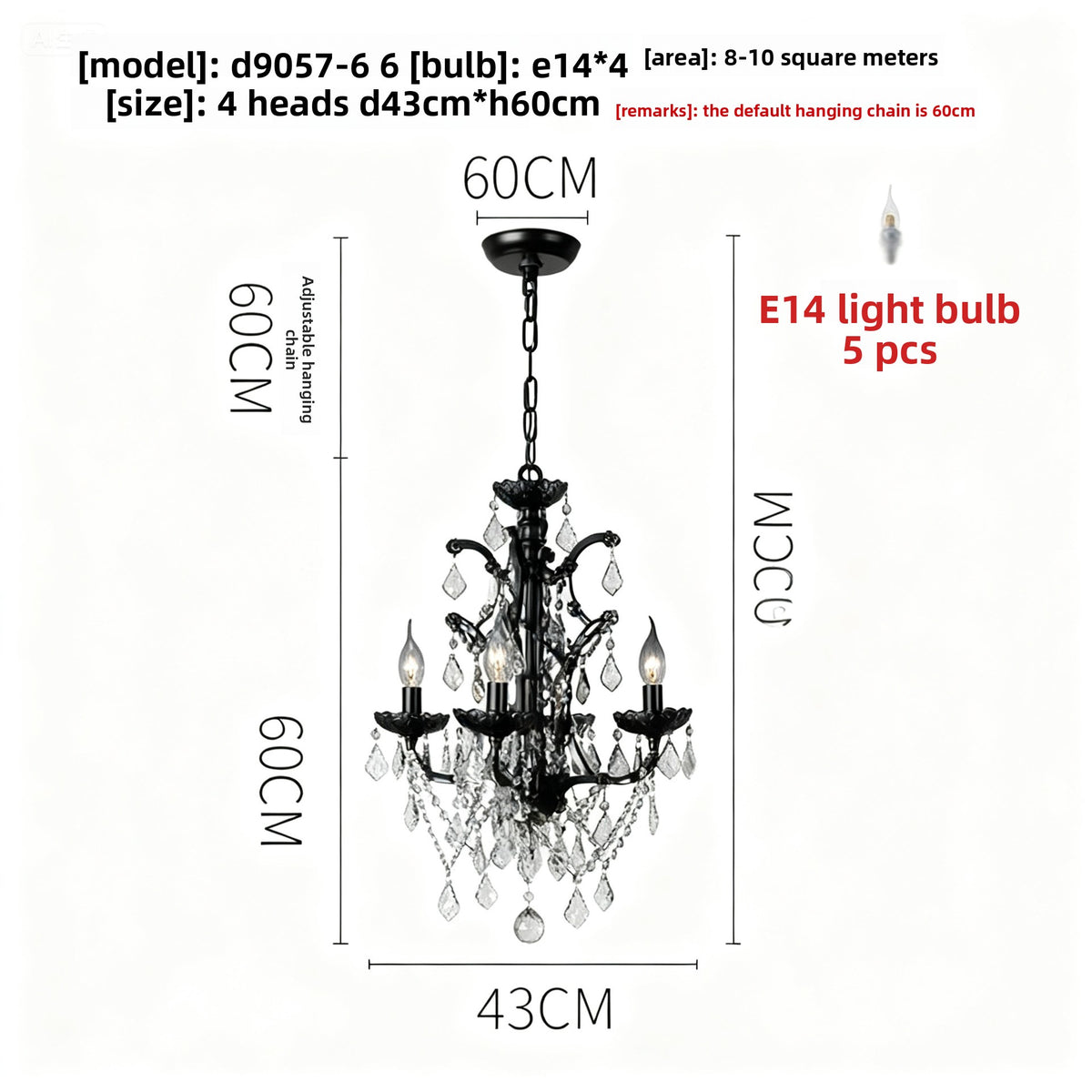 Lustre en cristal à abat-jour en tissu, style rétro